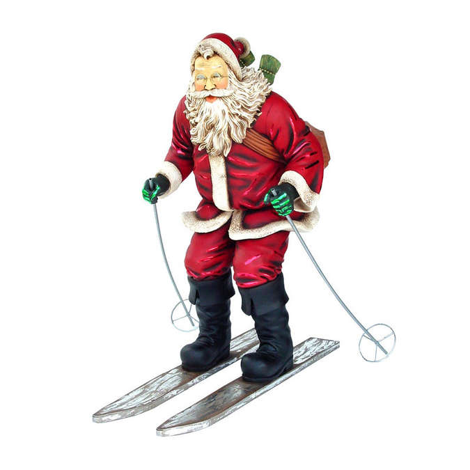 Santa Claus on skis in resin